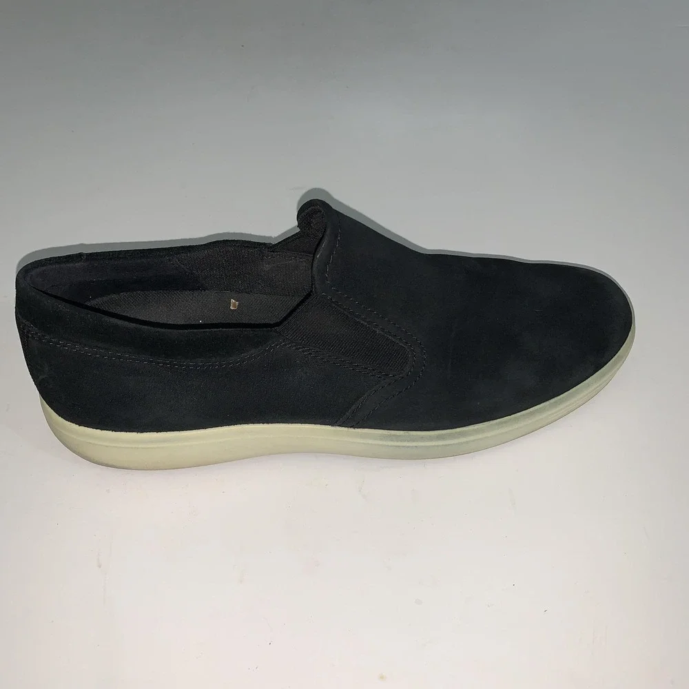 ECCO Shoes Mens Size 10.5 Black Nubuck Slip On Casual Comfort Walking Sneakers
